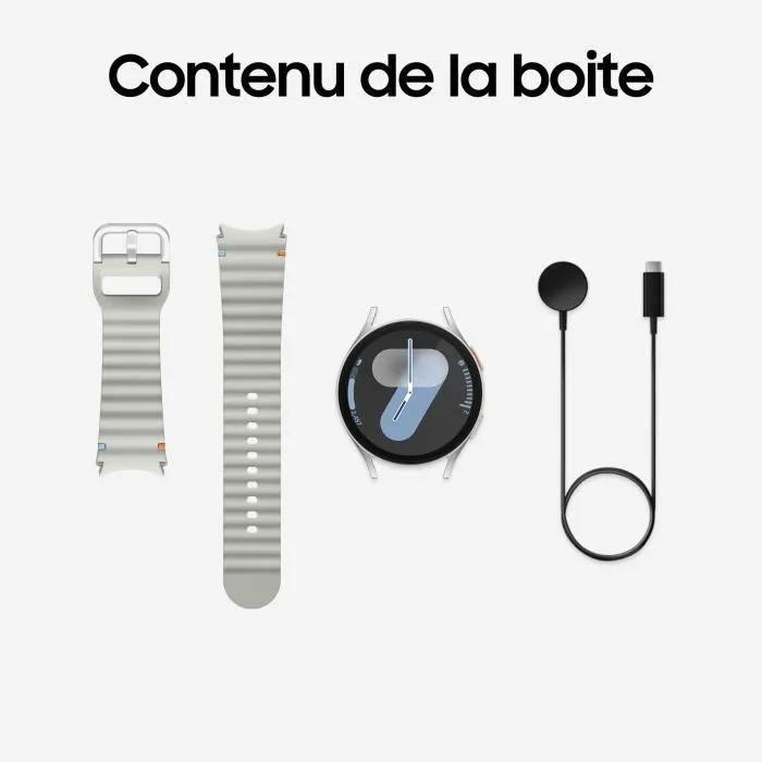 Montre Connectée Samsung Galaxy Watch7 - Boîtier 44 Mm Avec Bracelet Sport Caoutchouc Taille M/L - Argent - Bluetooth