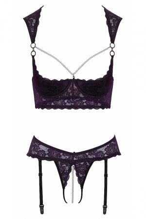 Ensemble lingerie ouverte violet - Cotelli Lingerie