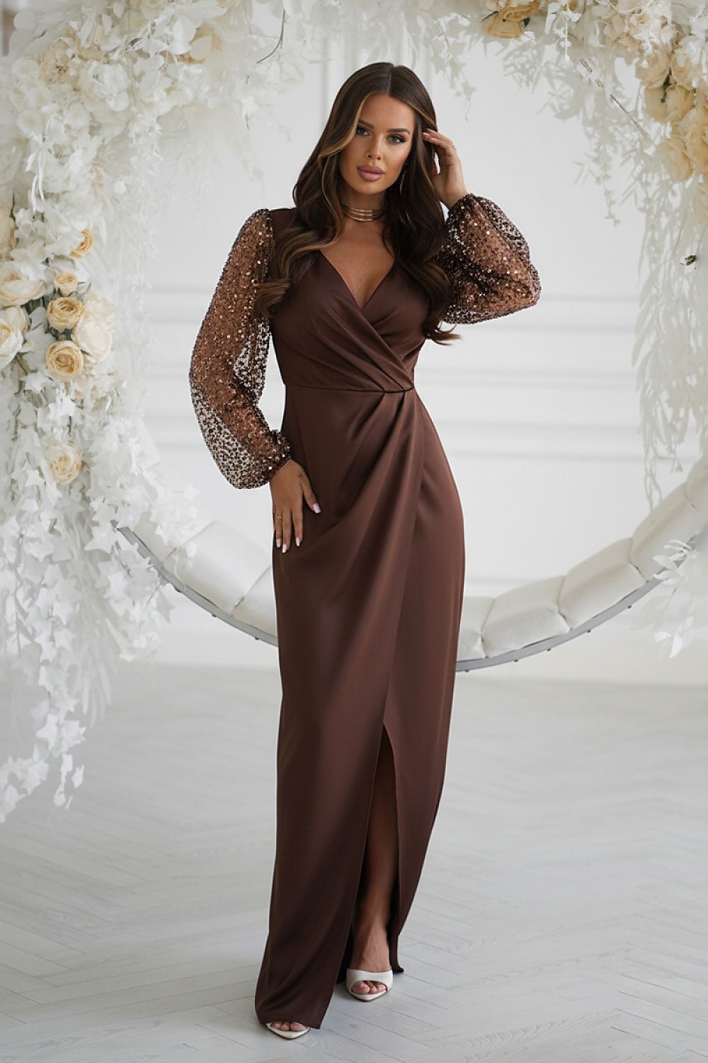  Robe longue model 220832 Bicotone 